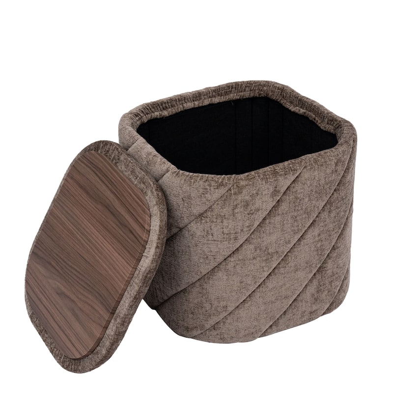 Square Diagonal Tufted Folding Storage Ottoman with Reversible Lid