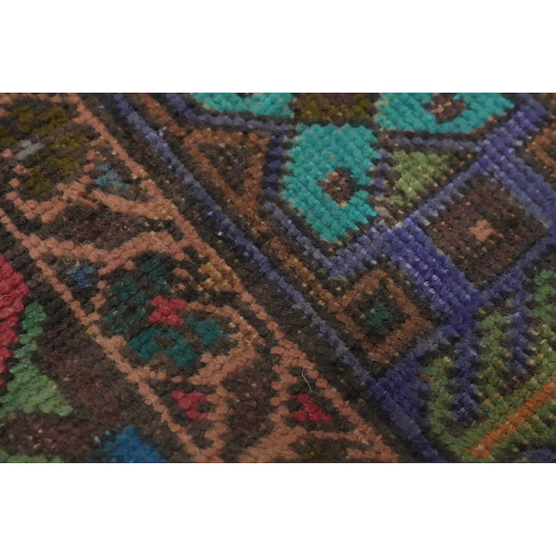 Hand Knotted Oriental 100% Wool Carpet Traditional Geometric Pink Tabriz Area Rug - 12' 4'' X 4' 6''