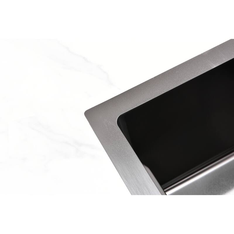 Waterfall Kitchen Sink,Single Bowl in Black, Multifunctional Workstation with Flying-rain Faucet and Cutting Board