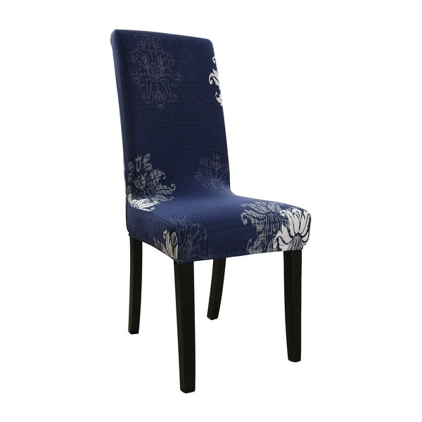 Stretch Chair Cover Floral Printed Slipcover Seat Protector Navy