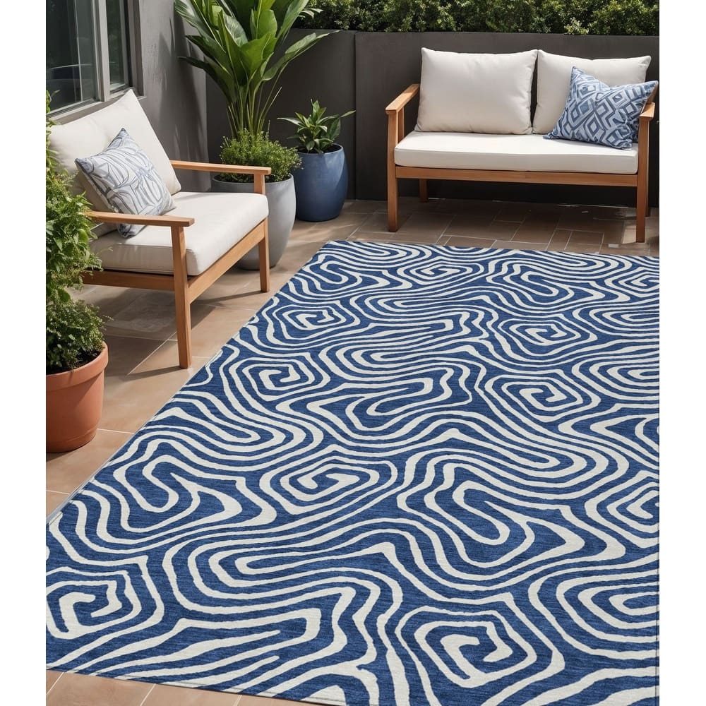 HomeRoots Abstract Transitional Rectangle Outdoor Rug