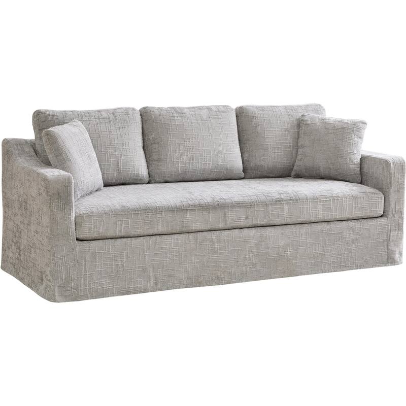 Oversized Chenille Upholstered 3 Seater Sofa, Deep Seat Sofa with Pillows, Lounge Sofa with Removable Upholstery Cover