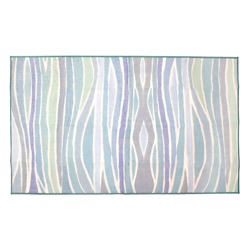 My Magic Carpet Machine Washable Rug Waves Ocean Blue