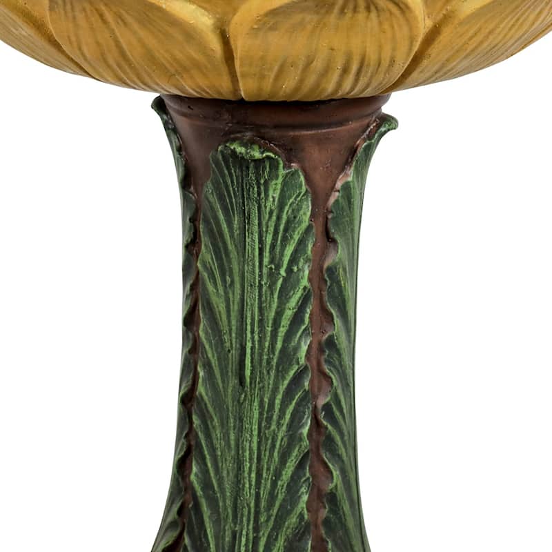 24.4-in Outdoor Sunflower Bird Bath - Concrete Bird Bath with Pedestal
