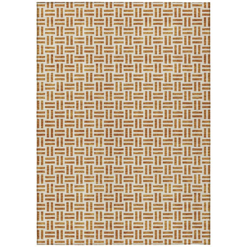 Machine Washable Indoor/ Outdoor Contemporary Basketweave Chantille Rug