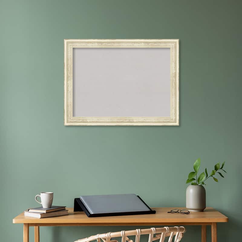 Country White Wash Wood Framed Grey Corkboard Bulletin Board