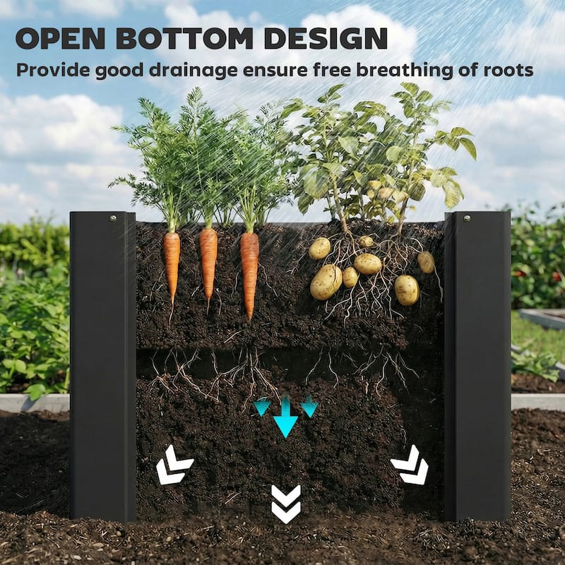 Outsunny Raised Garden Bed, Galvanized Planter Box Outdoor with Gloves for Gardening Vegetables, Flower