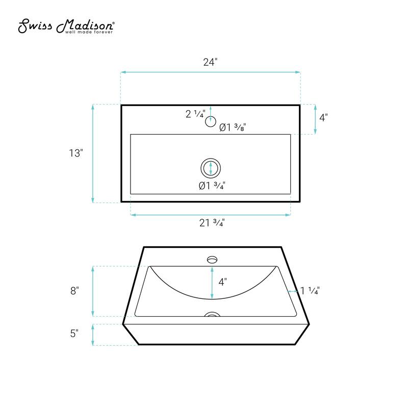 Les Bains Vanity 24" Vessel Sink - 24" x 13" 4.95"
