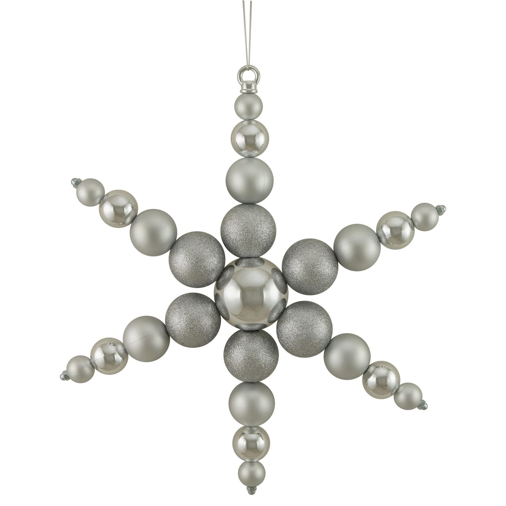 Shatterproof 3-Finish Snowflake Christmas Ornament 18" Silver
