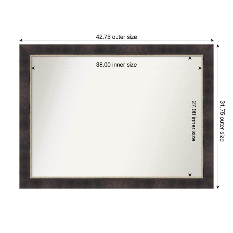 Odin Antique Bronze Non-Beveled Wood Framed Bathroom Vanity Wall Mirror - Odin Antique Bronze - 43 x 32 in