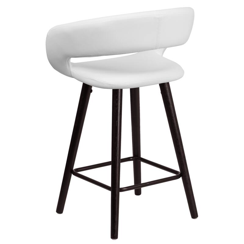 2 Pk. 24'' High Contemporary Vinyl Stool with Wood Frame - 22"W x 19"D x 33.25"H - 22"W x 19"D x 33.25"H
