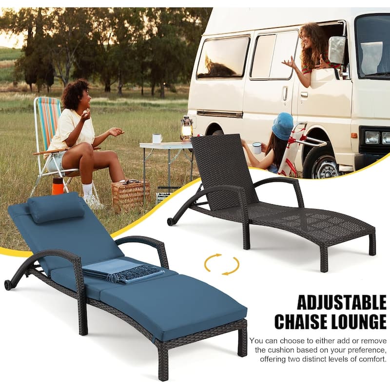 EROMMY Outdoor Patio Lounge Chair, Adjustable Recliner Outdoor Lounge Chairs, Multiple Colors Available