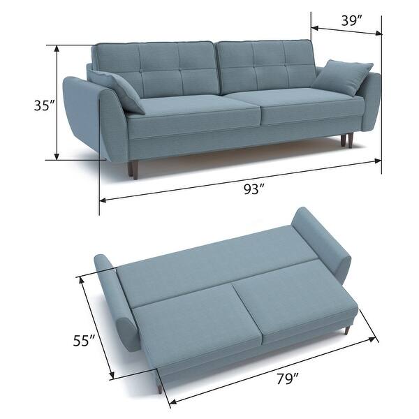 Modern Alisa Sleeper Sofa, Flared Arm Couch Sofa for Room Decor, Solid Pine Wood Made Comfortable Sofa Bed Furniture