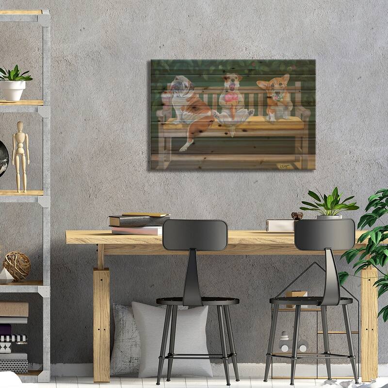 The Ice Cream Kids Print On Wood by Carol Luz - Multi-Color