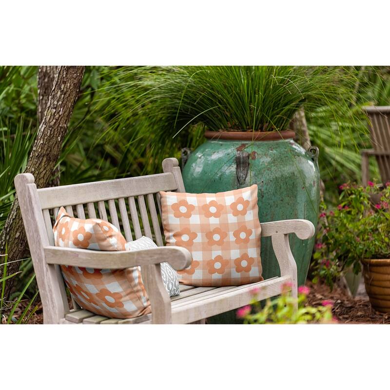 Flowers on Gingham Decorative Throw Pillow