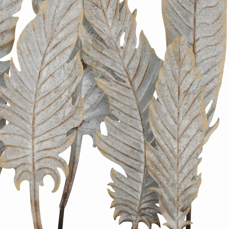 Metal Bird Feathers Sculpture - Gray - Roche River Decor - 5"W x 20"L x 21"H