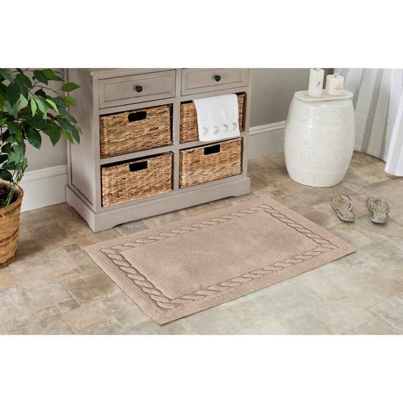 SAFAVIEH Andra Plush Master Cable Plush Linen Bath Rug (Set of 2) - 1'9" x 2'10"