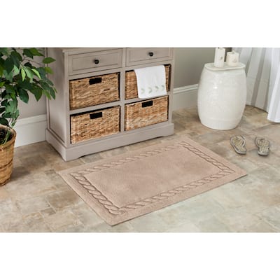 SAFAVIEH Andra Plush Master Cable Plush Linen Bath Rug (Set of 2) - 1'9" x 2'10"