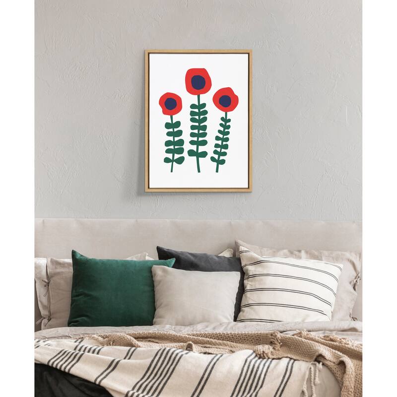 Kate and Laurel Sylvie Red Flowers Framed Canvas by Myriam Van Neste