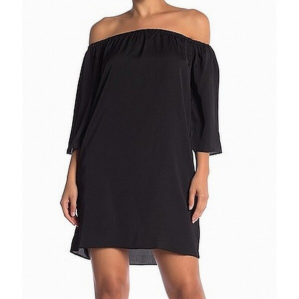 black off the shoulder shift dress