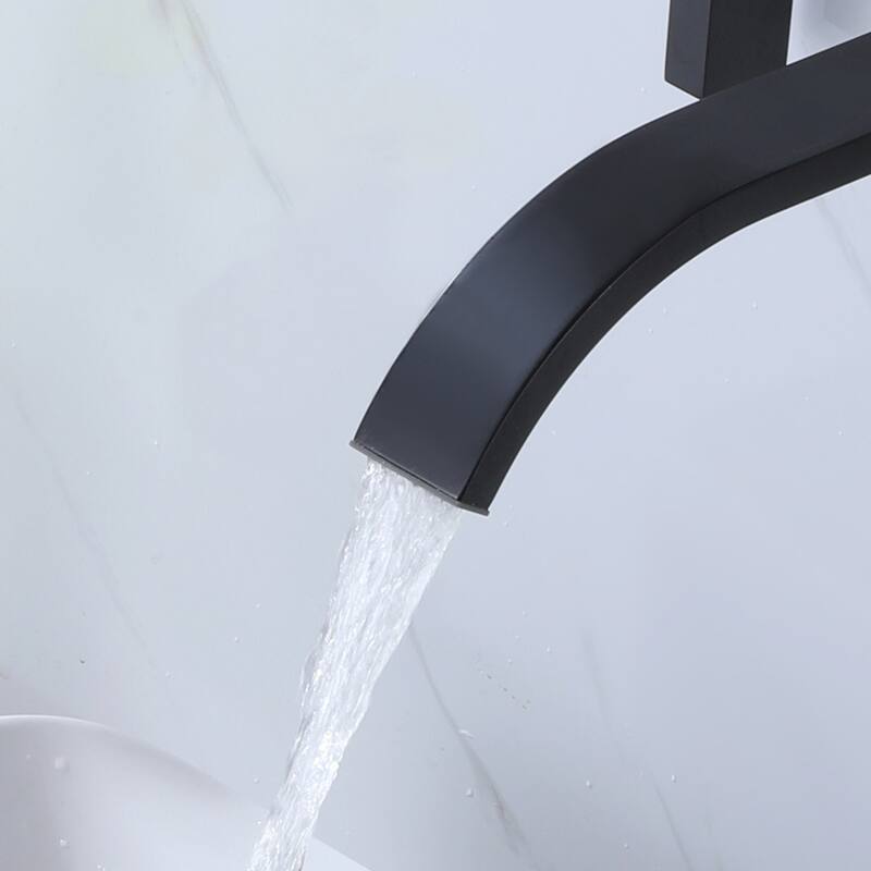 Double Handle Waterfall Wall Mounted Bathroom Faucet in Matte Black