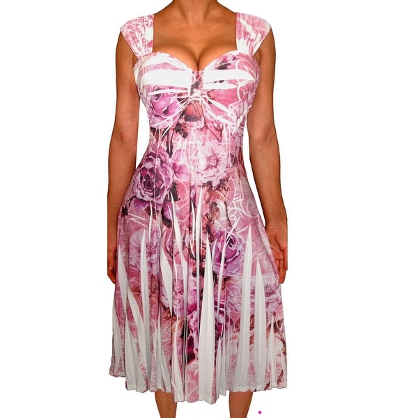 plus size pink and white dress