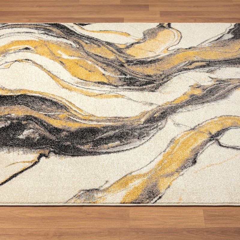 Abani Rugs Laguna LAG240A Modern Yellow Marble Area Rug