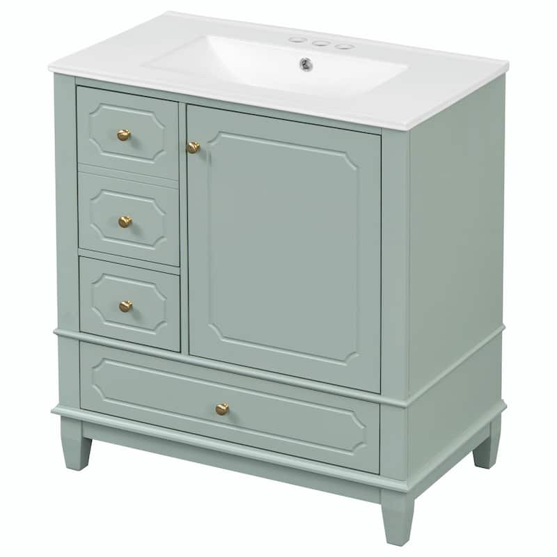 30" Freestanding Bathroom Vanity with Ceramic Sink