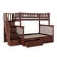 preview thumbnail 6 of 7, Columbia Twin over Full Solid Wood Staircase Bunk Bed with 2 Storage Drawers in Walnut
