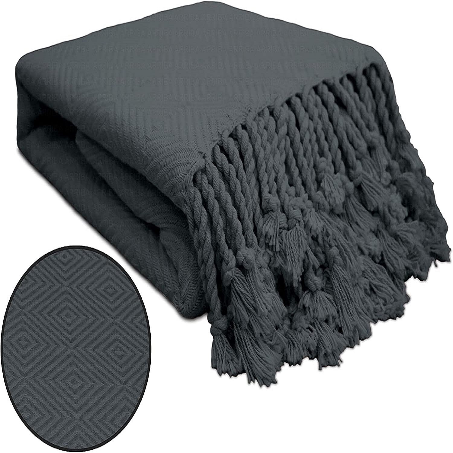 100% Ring Spun Cotton Diamond Throws Blankets Hand Woven with Fringe Super  Soft 50''x60'' - Bed Bath u0026 Beyond - 32364458