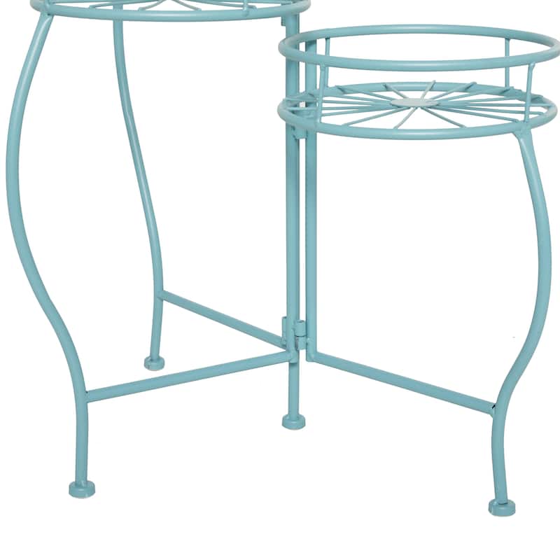 Metal Starburst Indoor Outdoor 3 Tier Indoor Outdoor Plantstand - Black, White, Green, Blue - Roche River Decor