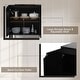 preview thumbnail 7 of 9, Anmytek 4-Door Black Rattan Buffet Sideboard Modern Accent Storage Cabinet with Adjustable Shelf - 63" W x 15.7" D x 35.4" H