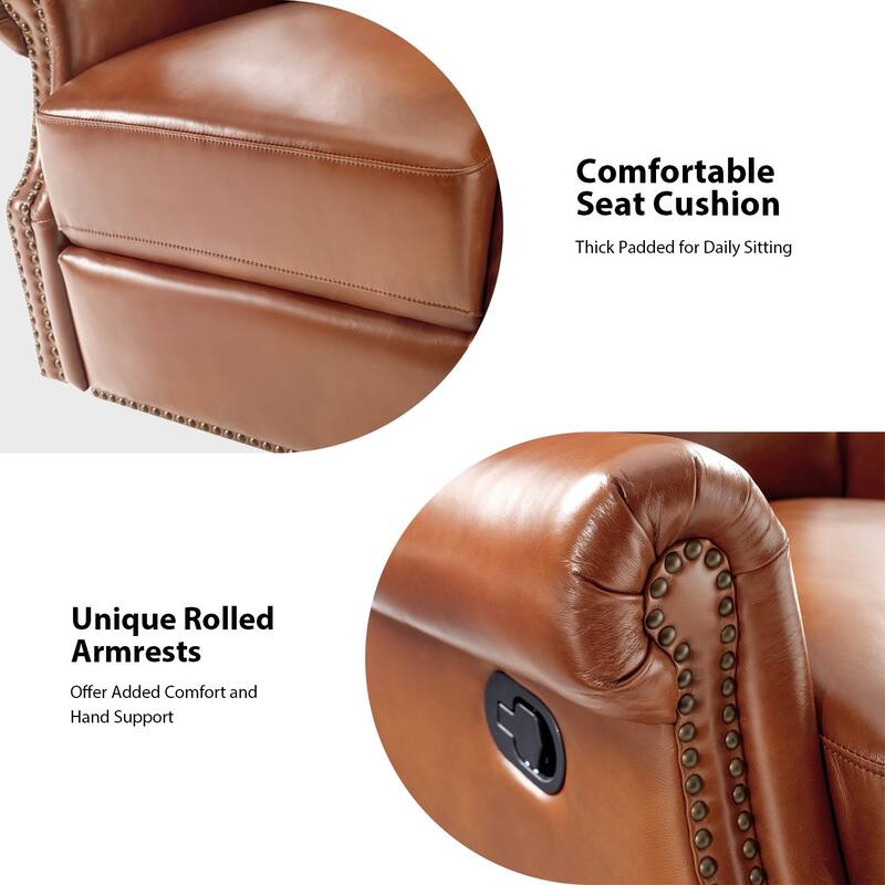 Viviana Traditional Genuine Leather Manual Swivel Glider Recliner Set of 2 by HULALA HOME