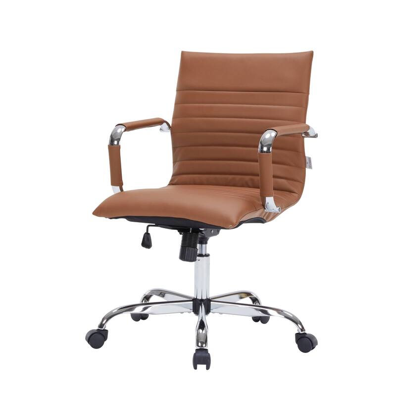 Harris Ergonomic Mid-Back Leather Office Chair with Metal Frame, Adjustable Height, Tilt Lock, and Swivel for Home Office
