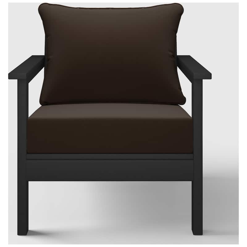 Birchwood All Weather HDPE Outdoor Patio Deep Seating Black Club Chair With Cushions (1-Piece)