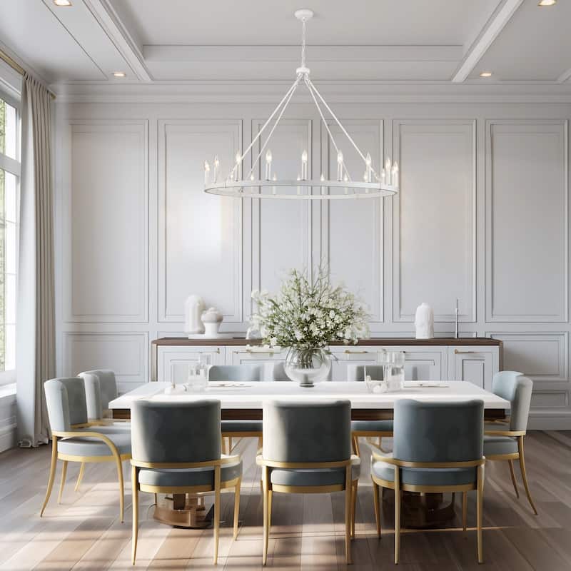 20-Light Modern Farmhouse Chandelier, 47.24 Inch Wagon Wheel Chandelier for Living Room Kitchen Island Dining Foyer