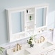 preview thumbnail 89 of 95, Modern Surface Mount Solid Wood Framed Medicine Cabinet With Mirror and Shelves