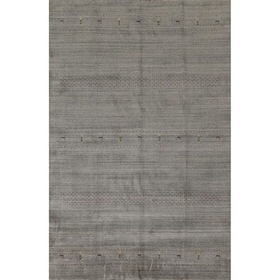 Tribal Gabbeh Oriental Area Rug Hand-Knotted Wool Carpet - 6'6"x 9'9"