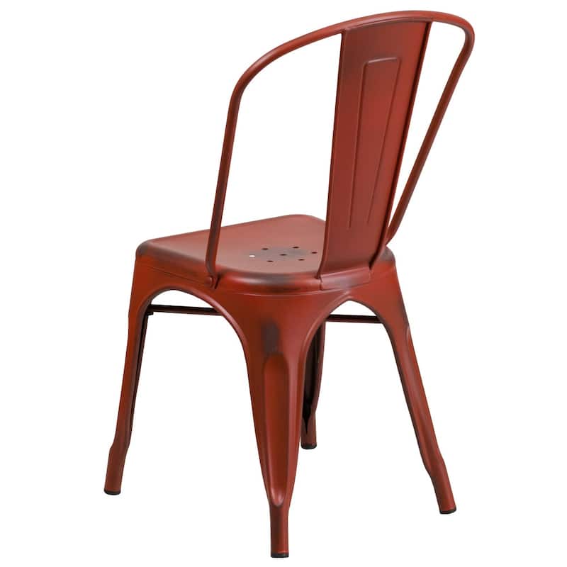 Distressed Metal Indoor/ Outdoor Stackable Chair