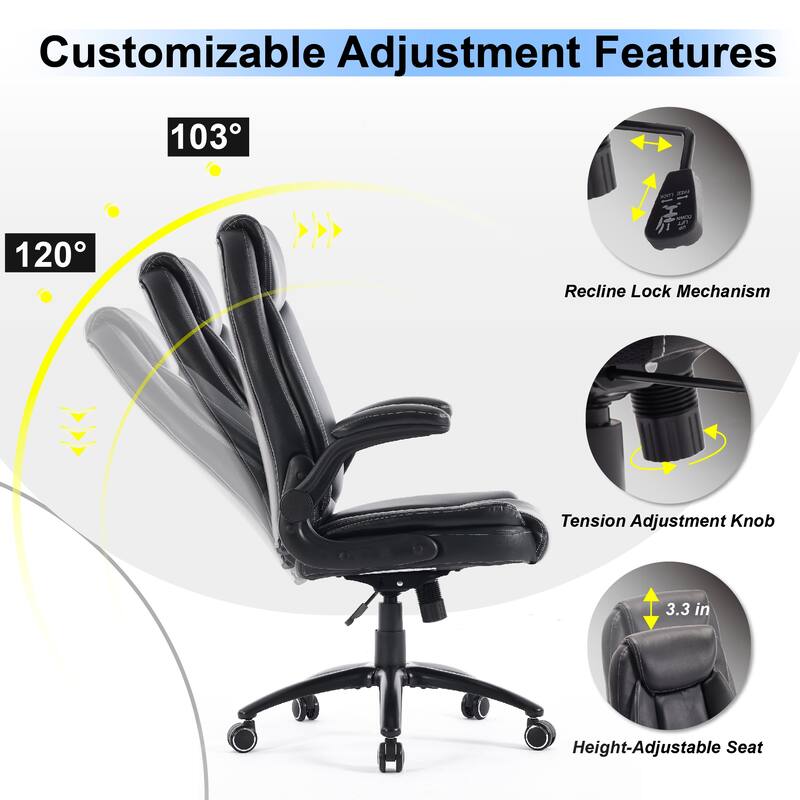 High-Back Executive Office Chair Wide Reclining Seat