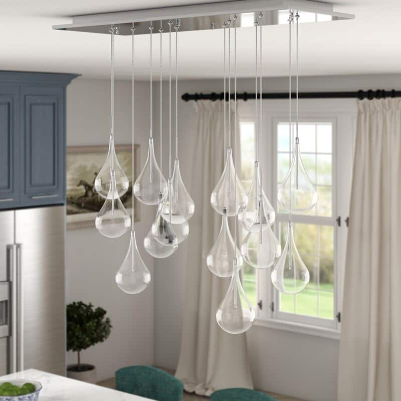 14 Glass Globes Dimmable LED Chrome Chandelier