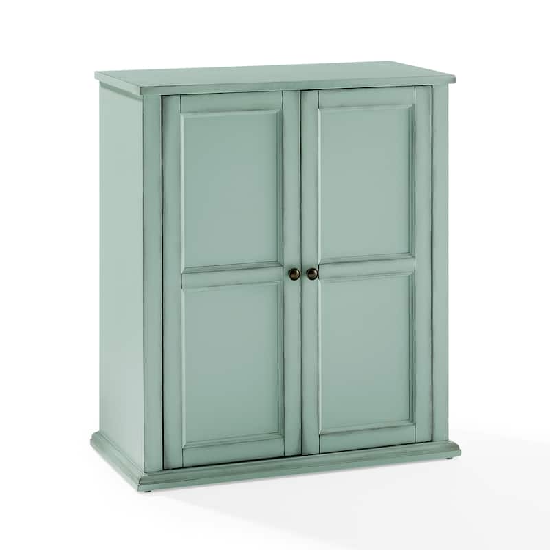 Crosley Holbrook Stackable Kitchen Storage Pantry - Distressed Seafoam Blue