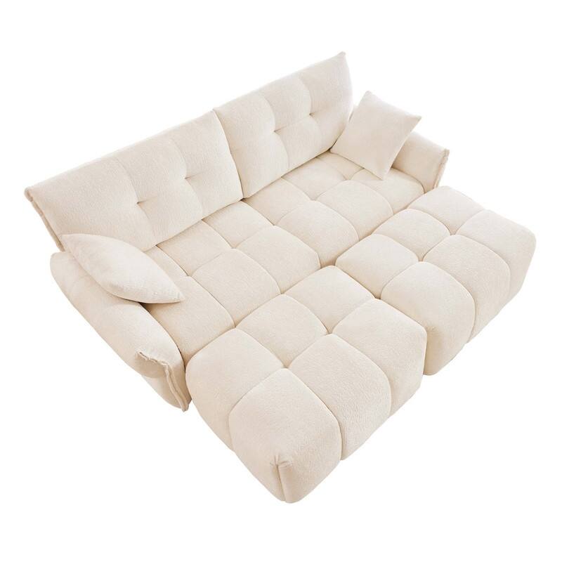 78.7" Chenille Two Seater Upholstered Sofa, 2 Ottoman
