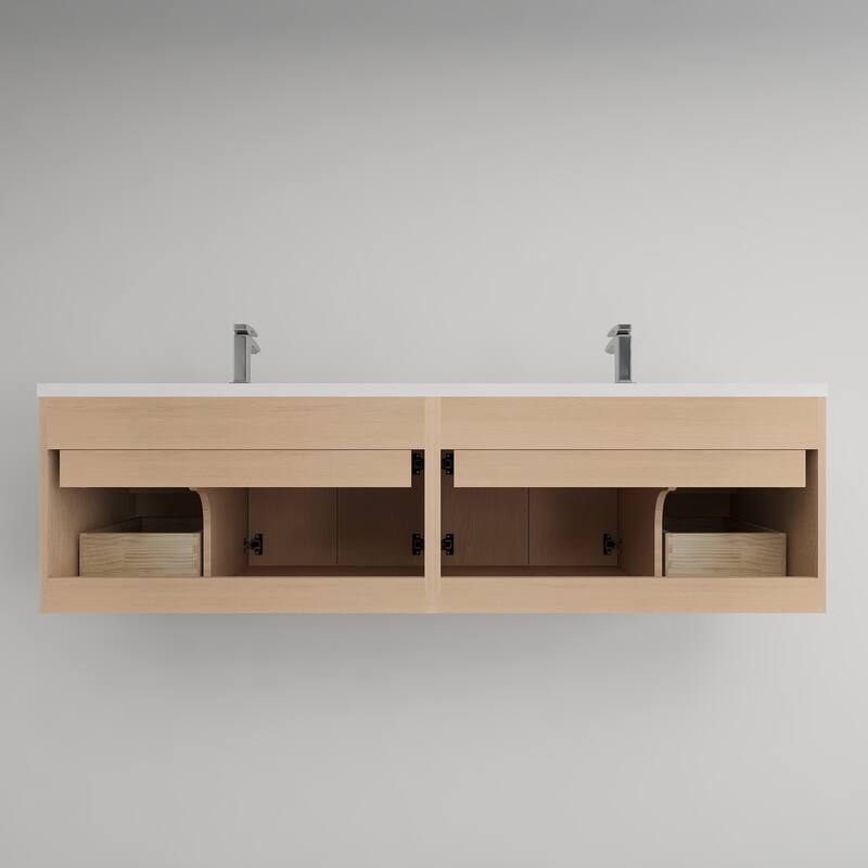 Victoria 72'' Double Sink Wall-Mounted Vanity Set with Motion Sensor LED light Top Cabinet