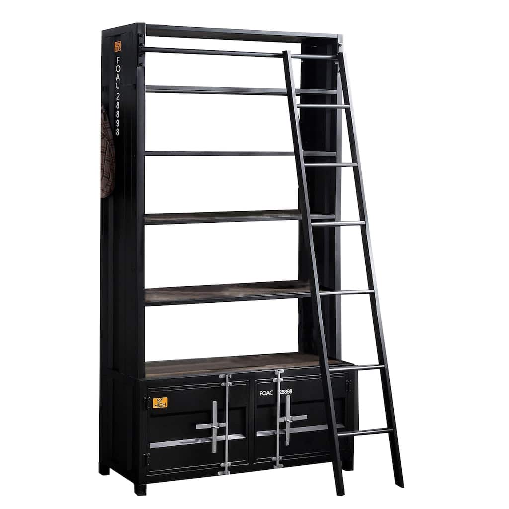 Bookcase, 5 Tier Shelves, Modern Showcase Design, Detachable Ladder