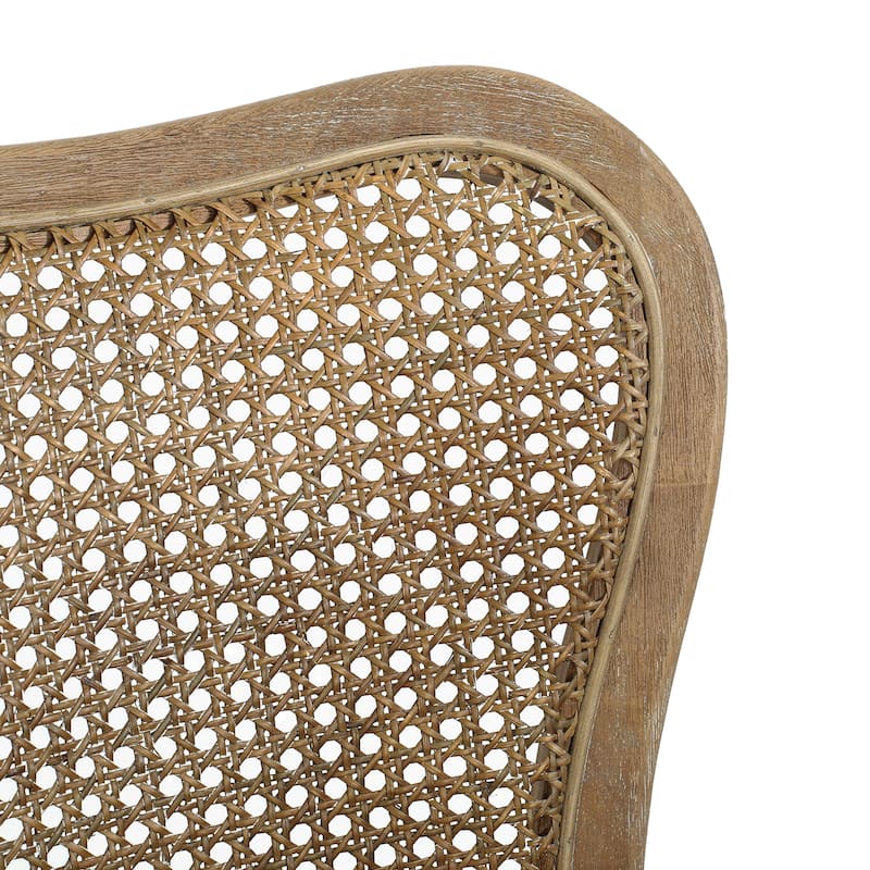 Roomfitters Rattan Back Counter Height Chair Set of 2, Rustic Farmhouse Style Seating, Natural