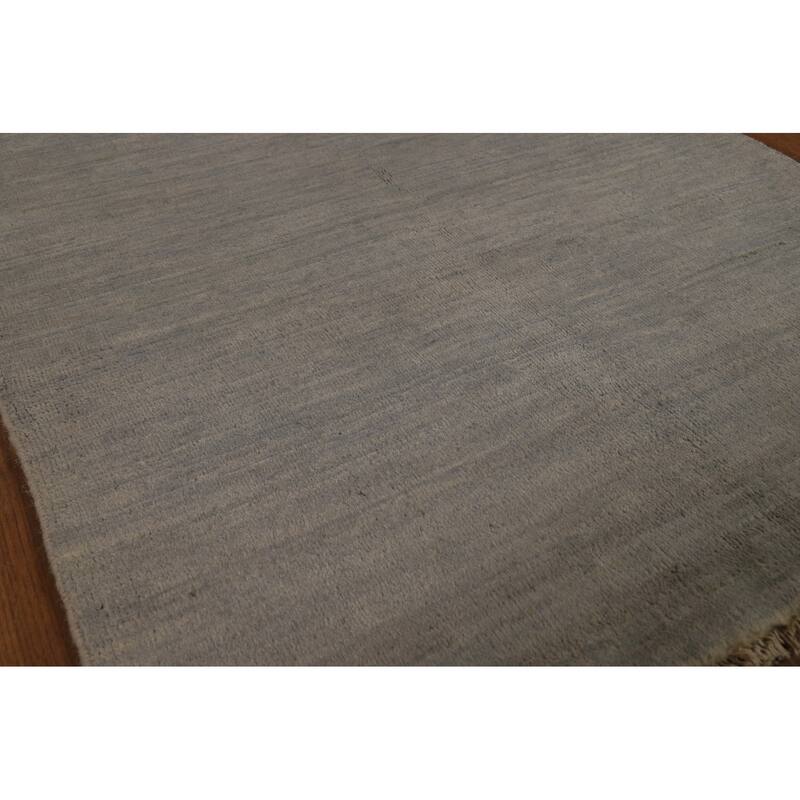 Striped Gray Gabbeh Modern Rug Handmade Wool Carpet - 3'3" x 4'6"