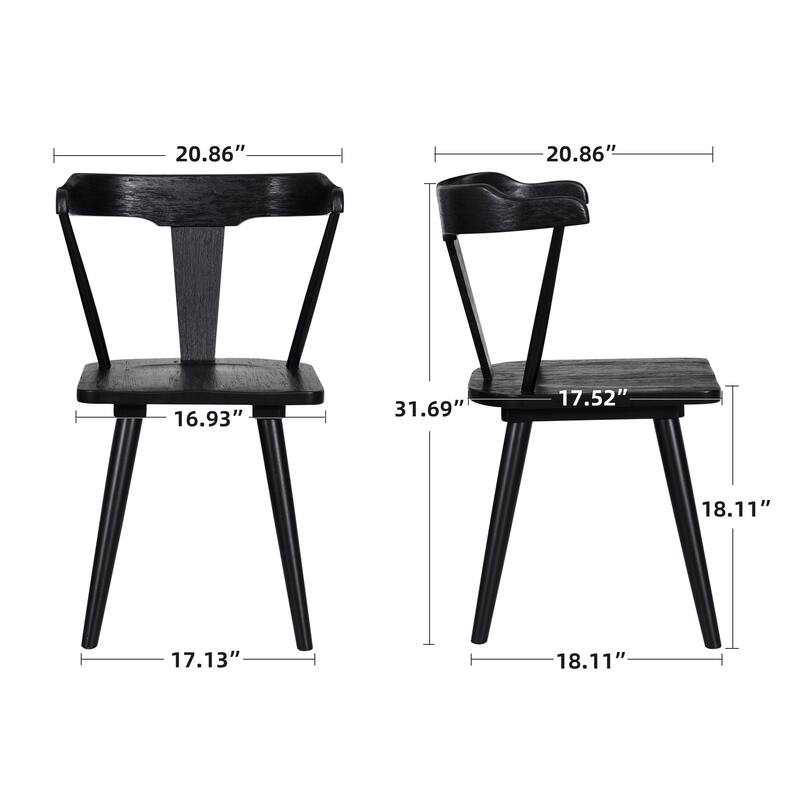 Brushed Solid Oak Wood Dining Chairs