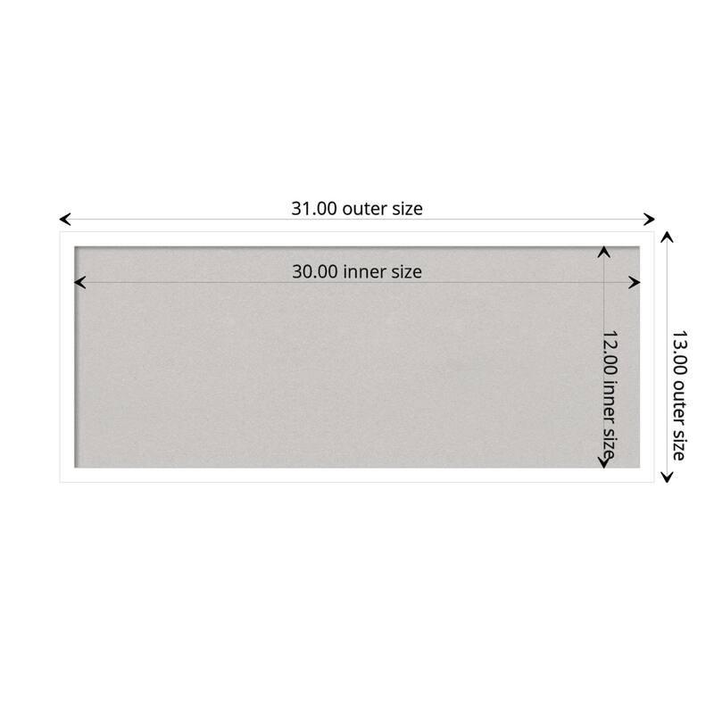 Svelte Wood Framed Grey Corkboard Bulletin Board - Svelte White - Board Size 30x12