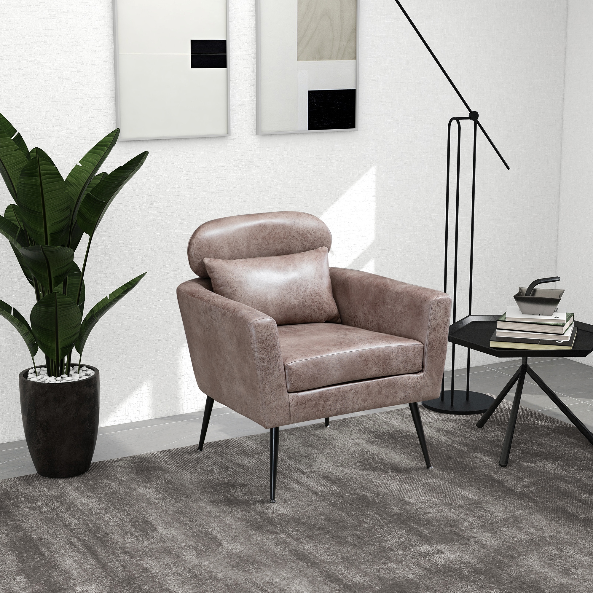Black suede shop accent chair